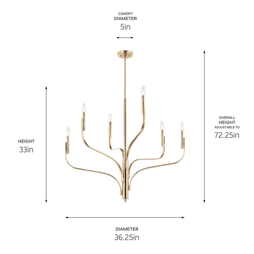 Champagne Bronze 6-Light Taper Candle Style Chandelier