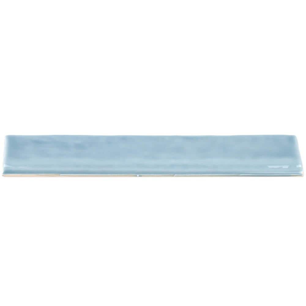 Brookline Light Blue Polished Ceramic Bullnose Tile 2x10