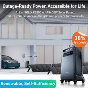 6000W Output/9000W Peak SOLIX F3800 Push Button Start All-in-one Power Station w/ 1 400W Solar Panel for Home/RV Backup