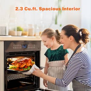 24 in. Single Electric Wall Oven with Convection Fan in Silver Glass