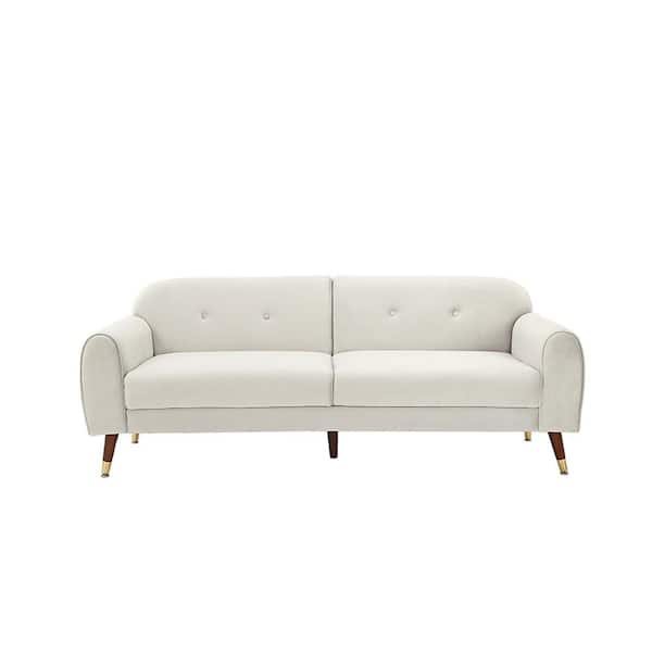 wetiny 27 in. W Square Arm 1-piece L Shaped Velvet Modern Sectional Sofa in Beige