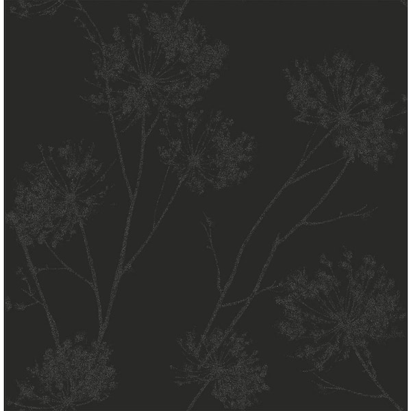 Midnight Galaxy Glass Beaded Wild Grass Paper Unpasted Nonwoven Wallpaper Roll 57.5 sq. ft.