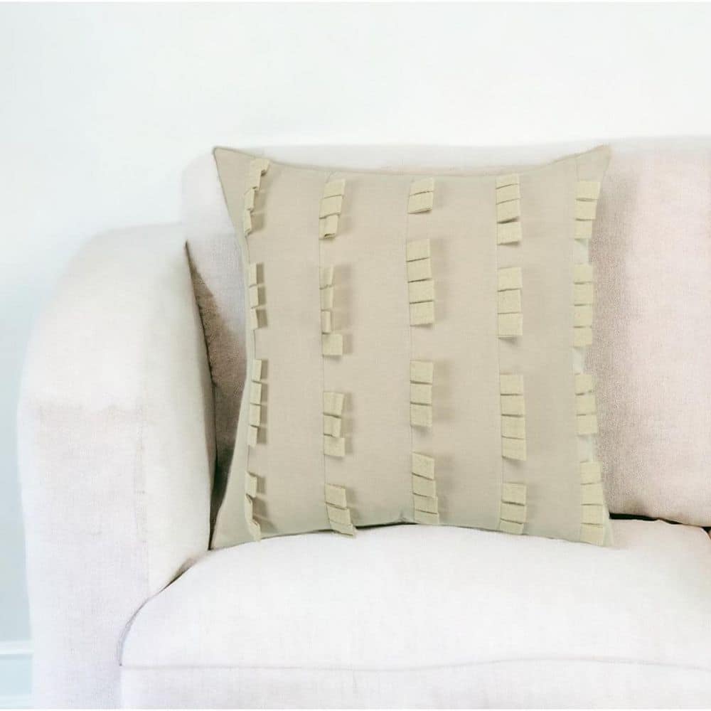 Ivory Striped Polyester 20 in. x 20 in. Throw Pillow price history on PriceWatchPro