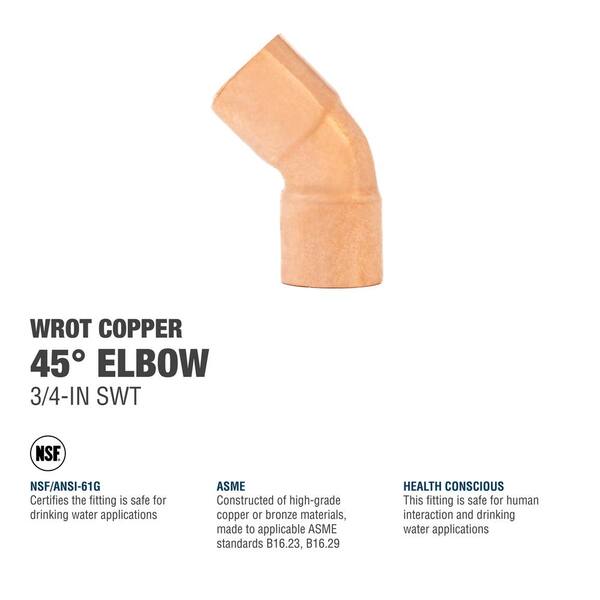 Everbilt 3/4 in. Copper Pressure 90-degree Cup x Cup Elbow Fitting