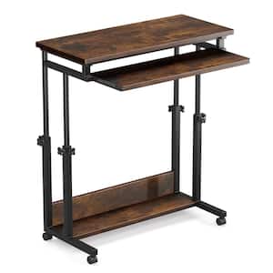 31.5 in. Rectangular Brown Engineered Wood Standing Desk With Height Adjustable Laptop Table and Keyboard Tray
