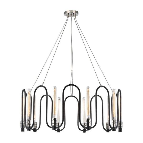 Titan Lighting Continuum 10-Light Silvered Graphite Chandelier with Polished Nickel Accents