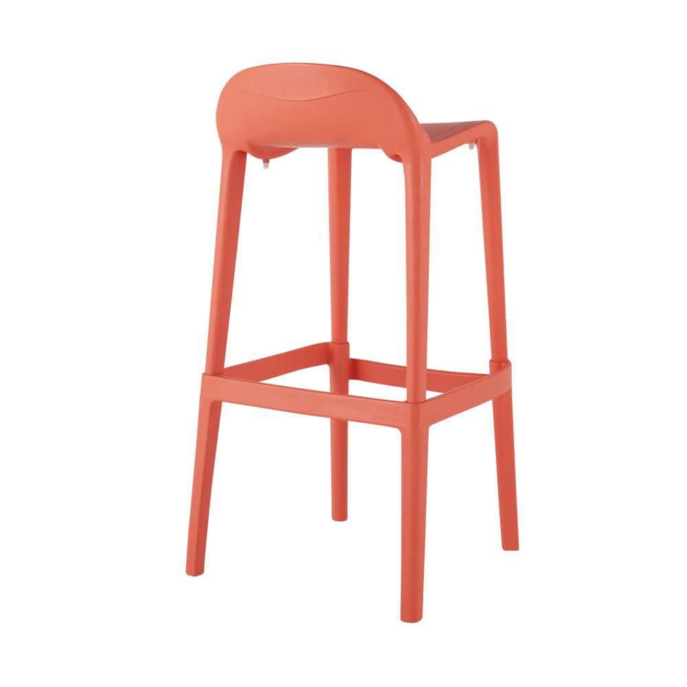 Salmon Saddle Style 25" Resin Barstool with Anti-Skid Footpads