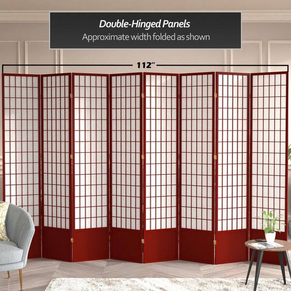 Red Lantern 7 ft. Rosewood 8-Panel Room Divider 84WP-RWD-8P - The
