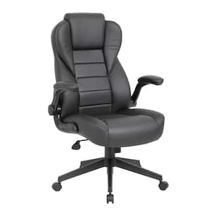 BOSS Office CaresoftPlus High Back Executive Chair in Black with Flip Up Arms