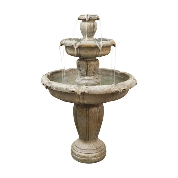 Watnature 48 in. Tall 3-Tiered Modern Outdoor Fountain with Pump for Garden, Patio, Backyard, Deck, Lawn, Porch