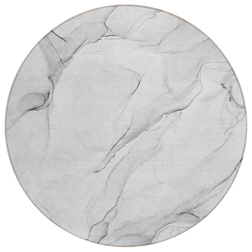 Gray 8 ft. Round Abstract Indoor / Outdoor Area Rug price history on PriceWatchPro