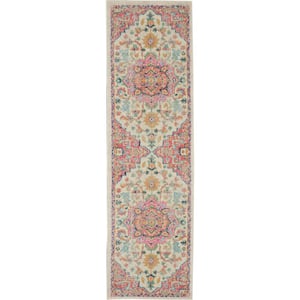 Passion Ivory/Pink 2 ft. x 6 ft. Persian Modern Transitional Kitchen Runner Area Rug