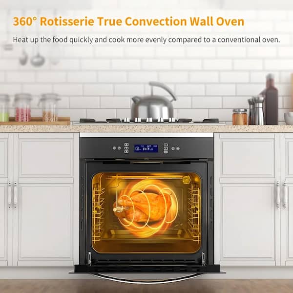 24 in. 2.83 cu. ft. Built-in single Electric Wall Oven with Convection and Manual Clean in Stainless Steel, 11 Funtions