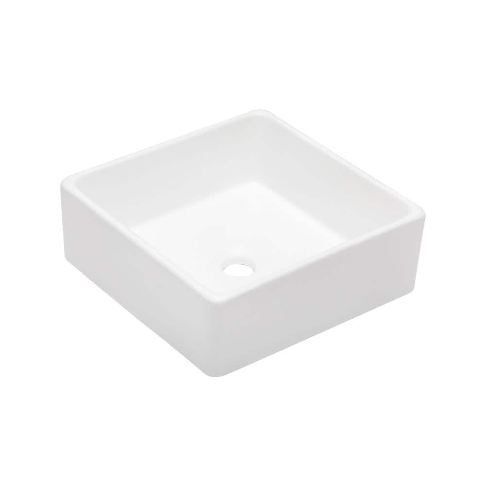 15'' x 15'' White Gloss Ceramic Square Vessel Sink