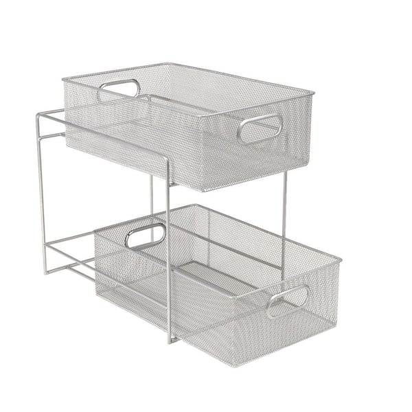 Mind Reader 2 Tier Metal Mesh Storage Baskets Organizer, Silver