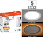 8 in. Canless Adjustable CCT Integrated LED Recessed Light Trim Night Light 1800lms New Construction Remodel (8-Pack)