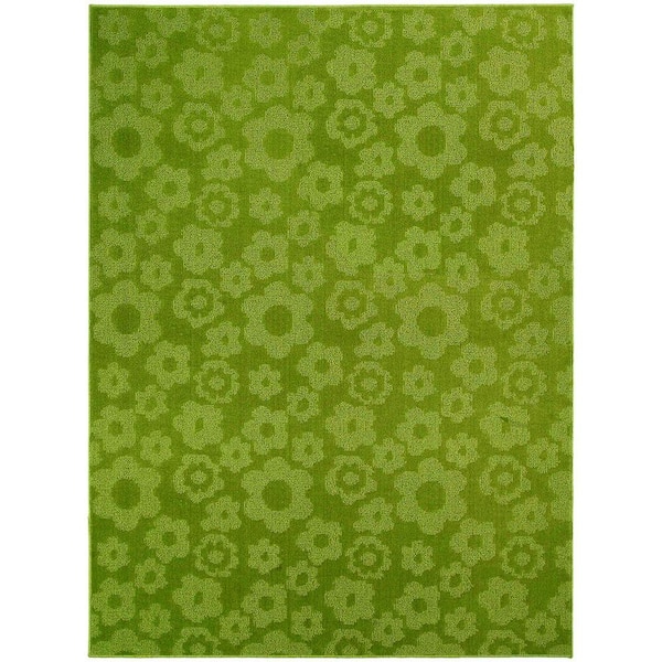 Garland Rug Flowers Lime 8 ft. x 10 ft. Area Rug