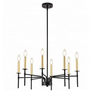 12-Light Modern Farmhouse Black and Gold Chandelier for Dining Room Over Table,Hanging Ceiling Candle Chandeliers