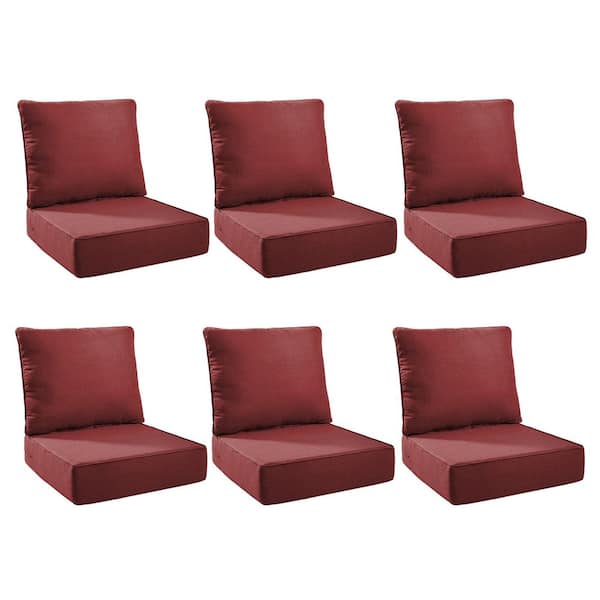 Bellefurn Duraolex 24 in. W x 24 in. D x 6 in. Thick Square 12-Piece Deep Seating Outdoor Lounge Chair Olefin Cushion in Red