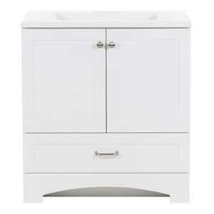 Lancaster 30 in. W x 19 in. D x 33 in. H Single Sink Freestanding Bath Vanity in White with White Cultured Marble Top
