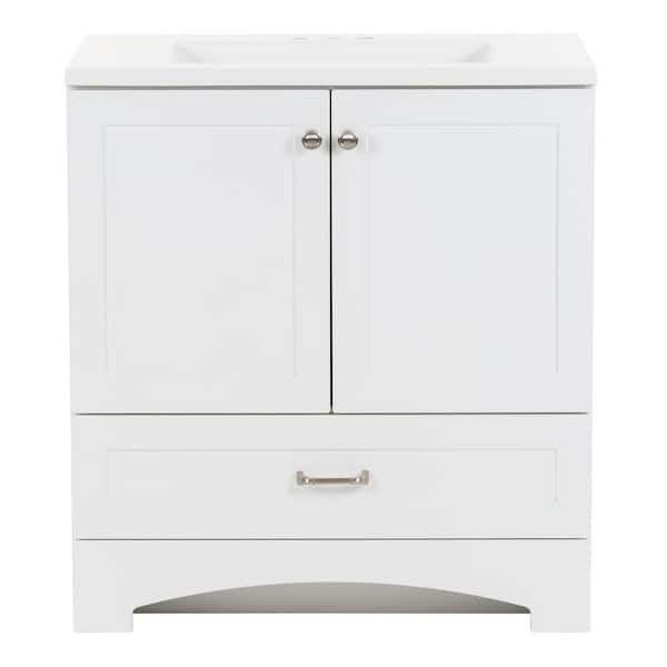 Lancaster 31 in. Single Sink White Bath Vanity with White Cultured Marble Top (Assembled)