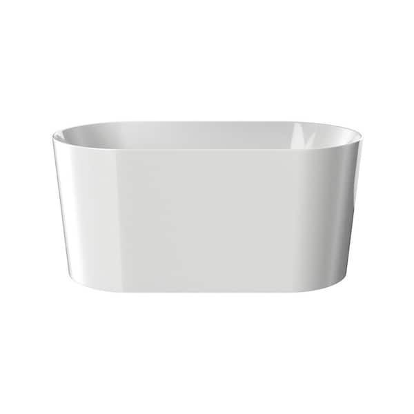 51.00 in. x 27.60 in. Flat Bottom Acrylic Freestanding Soaking Bathtub with Center Drain in Glossy White