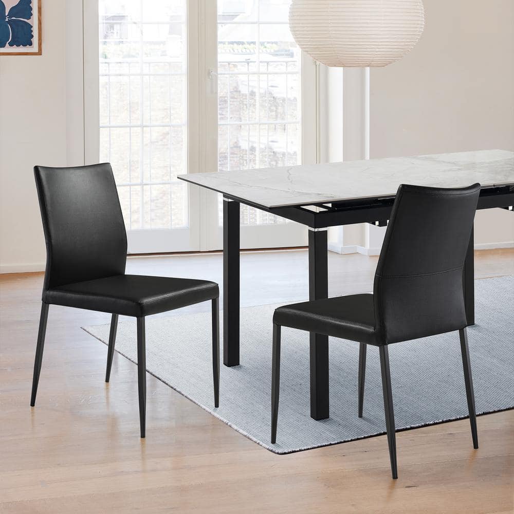 Kash Black Faux Leather Dining Chair Set of 2