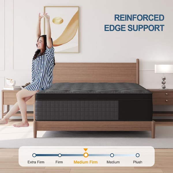 Queen Size Medium Firm 14 in. Cool Gel Memory Foam Hybrid Mattress with Euro Top, Edge Support and Bed-in-a-Box Mattress