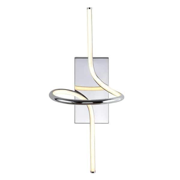 Sketch 9 in. Chrome Minimalist Metal Integrated LED Vanity Light Sconce