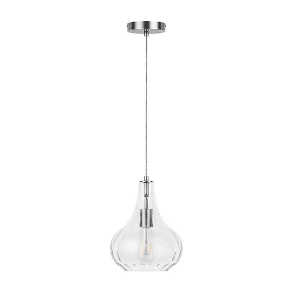 9.06 in. 1-Light Kitchen Island Pendant Light Hanging Ceiling Lights with Clear Hammered Shade