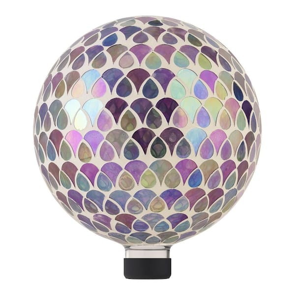 Alpine Corporation 10 in. Diameter Indoor/Outdoor Glass Mosaic Gazing Globe Yard Decoration, Colorful Teardrop Design