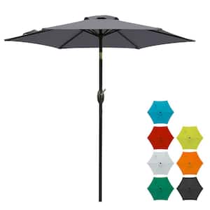 7.5 ft. Patio Umbrella Outdoor Table Market Umbrella with Push Button Tilt and Crank (Grey)
