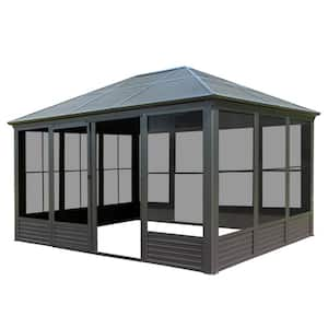 14.5 ft. W x 11 ft. D Wall-Mounted Aluminum Patio Gazebo with Solarium