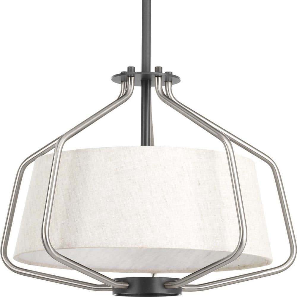 Brushed Nickel Farmhouse Drum Semi-Flush Convertible Light