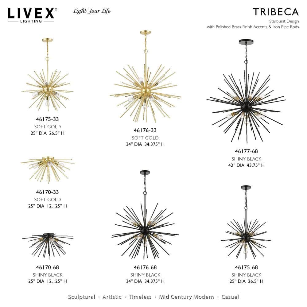 Tribeca 4-Light Flush Mount Ceiling Fixture in Soft Gold with Polished Brass Accents