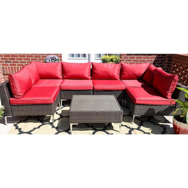 Cesicia 7-Piece Wicker Outdoor Sectional Sofa Set Patio