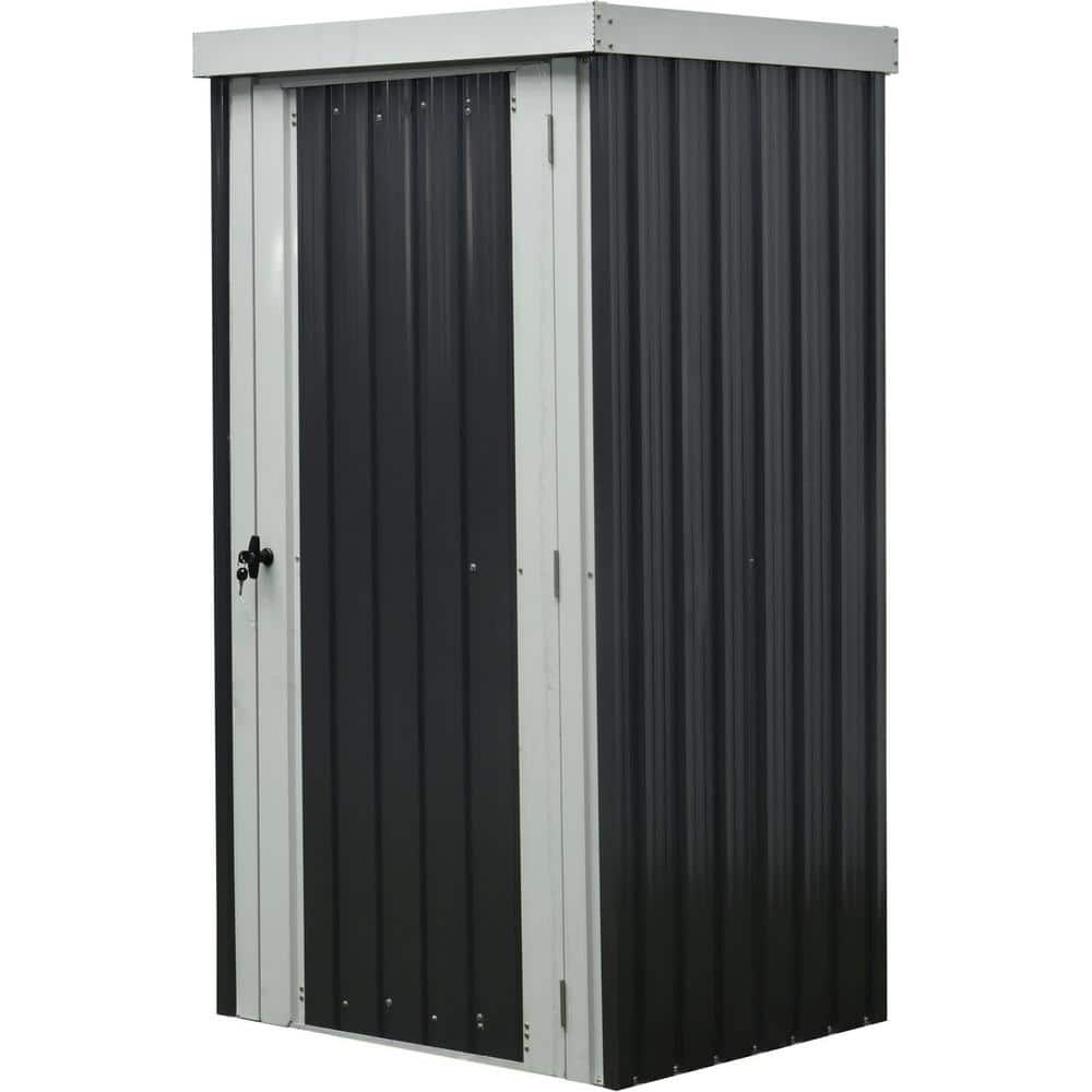 Hanover Dark Gray and White Galvanized Steel Patio Storage Shed