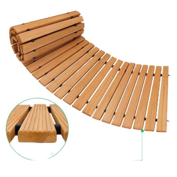OGETFUUR 6 ft. Natural Wooden Garden Pathway,Outdoor Roll Out Cedar Curved Walkway Patio Path Decorative Garden Boardwalk Walkway