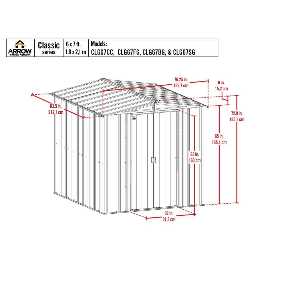 6 ft. x 7 ft. Flute Grey Galvanized Steel Storage Shed