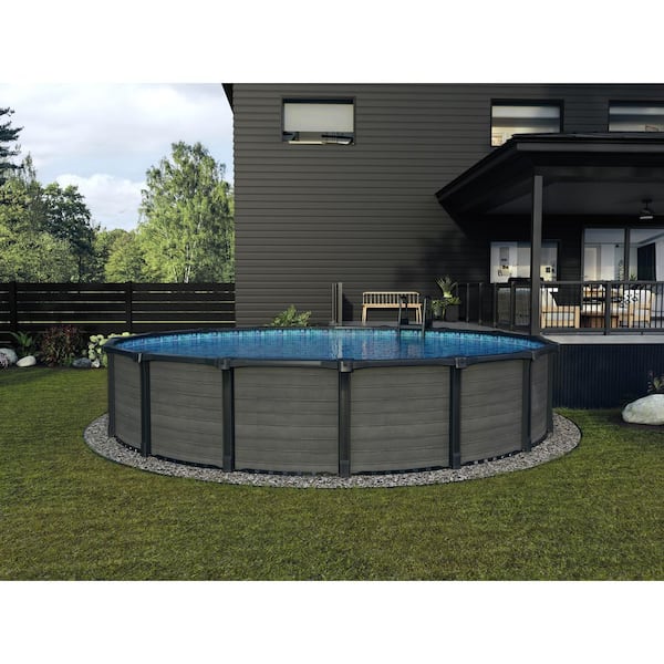 Bimini 24 ft. Round 52 in. Deep Hard Sided Above Ground Starter Pool Package