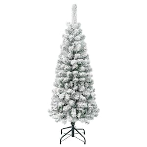 4.5 ft. First Traditions Un-Lit Acacia Pencil Slim Flocked Artificial Christmas Tree