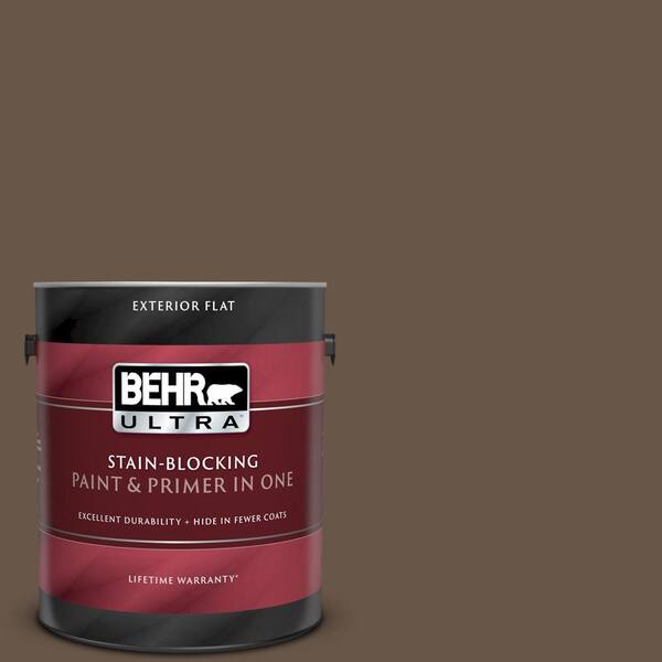 BEHR ULTRA 1 gal. #UL180-28 Clove Brown Flat Exterior Paint and Primer in One