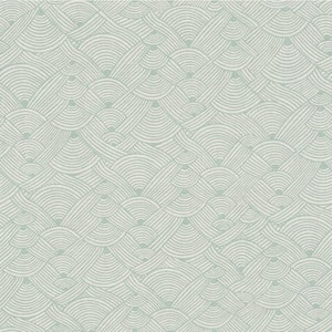Fusion Collection Geometric Swirl Motif Green/White Matte Finish Non-pasted Vinyl on Non-woven Wallpaper Roll