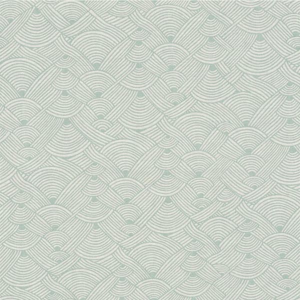 Unbranded Fusion Collection Geometric Swirl Motif Green/White Matte Finish Non-pasted Vinyl on Non-woven Wallpaper Sample