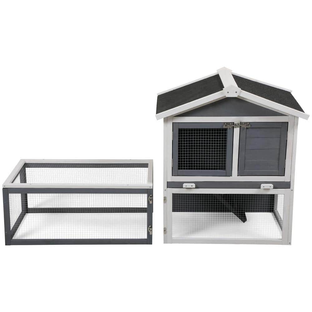 Storen systematisch Injectie maocao hoom 2-Tiers Wooden Small Animals House Pet Rabbit Hutch Chicken  Coop with Run Play Area DJ-C-W1041H0383 - The Home Depot