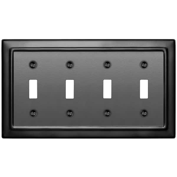 Architectural 4-Gang Toggle Wall Plate (Matte Black)