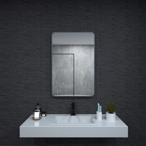 24 in. W x 36 in. H Rectangular Framed Wall Bathroom Vanity Mirror in Navy Blue