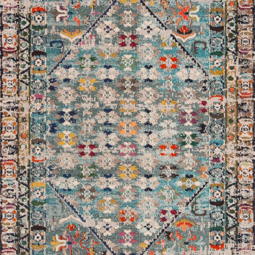 Elysian Bloom Hand-Knotted Blue Floral Synthetic Area Rug - 6'7" X 9'2"