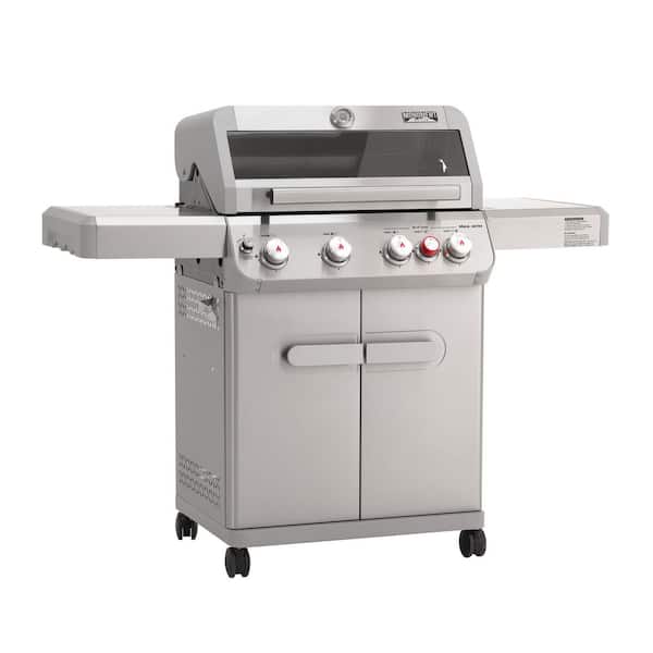 Mesa 5-Burner Natural Gas Grill in Stainless Steel with Broil Zone, Clear View Lid, and LED Controls
