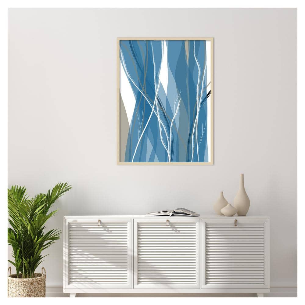 Sea Meadow III Blue and White Abstract Framed Wall Art